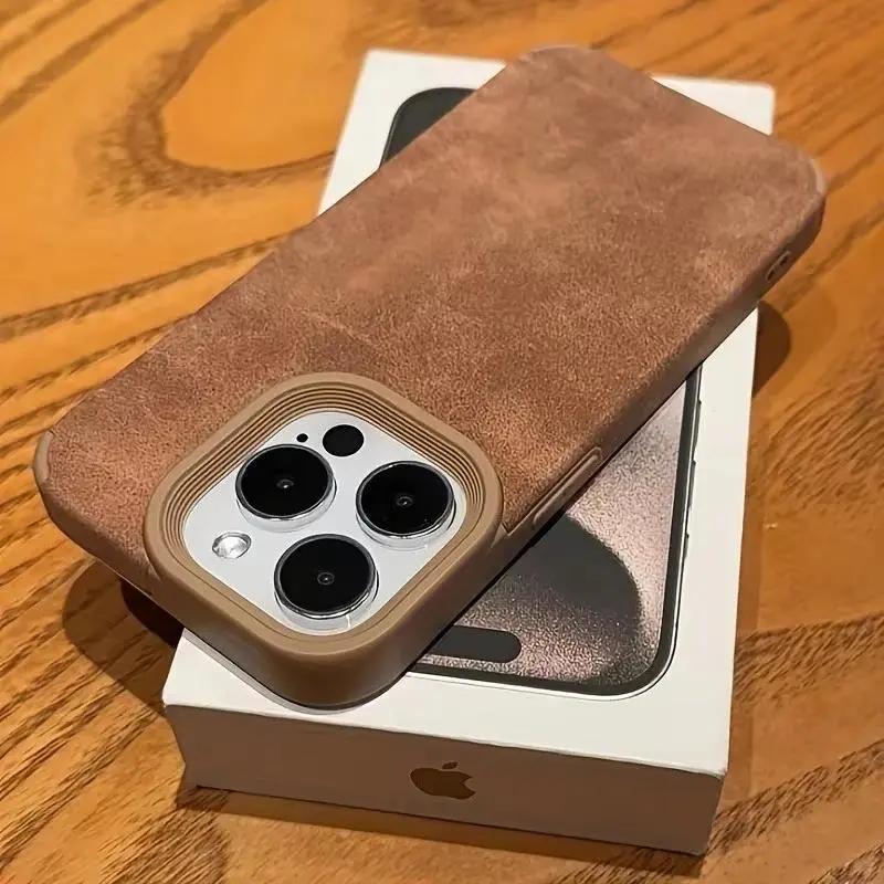 Darlingcase Premium Matte Faux Leather TPU PC Shell Cellphone Case - Protective, Shockproof Vintage Lambskin Suede Accessory for iPhone 16 Pro Max,15,14 Plus,13,12,11,XS Max,XR,X,XS - Customizable Mobile Cover, Iphone Series