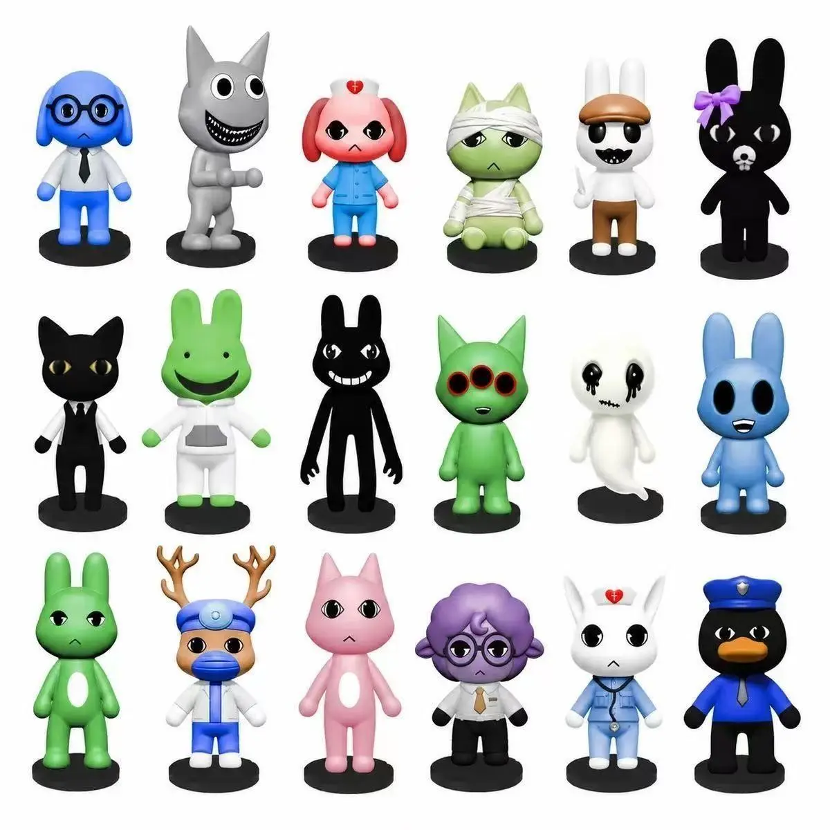 6/12/18 Piece Horror Animal Hospital Handmade Doll Set, Roblox Toy, Cartoon Game Dolls, Collectible Mini Models, Kids Gift, PVC Action Figures
