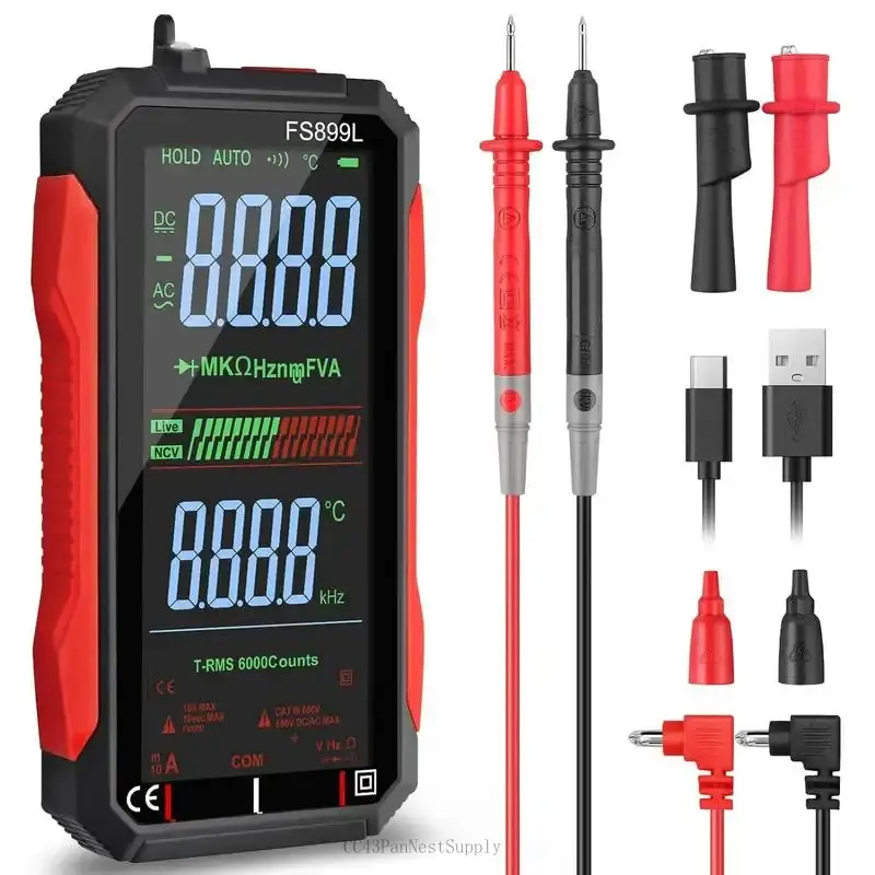 6000 Counts Smart Digital Multimeter – Rechargeable, Large Backlit Screen for Detection, Electrician Tool Kit – Portable & ProfessionalCC43PanNestSupply