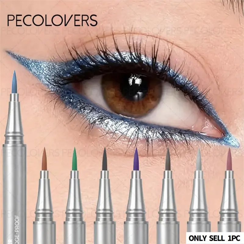 1pc Premium Silvery Eyeliner & Eyeshadow Pencil, 12 Diverse Beautiful Colors, Metallic Luster High Pigmentation, Silky Smooth Waterproof Sweat-Resistant, Effortless Stylish Spring Summer Eye Looks, Beginner-Friendly Tool