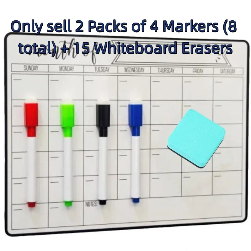 8 Pens + 15 Erasers Set, Easy-To-Erase Magnetic Markers and Erasers, Practical and Convenient, Ideal for Office and Home Use
