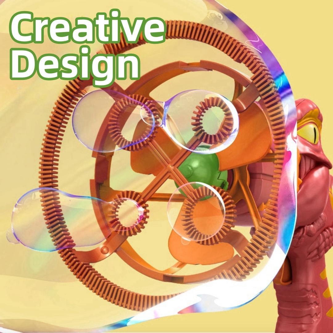 Dinosaur Bubble Machine Set, Super Large Bubbles, Handheld Electric Bubble Blower, Thickened Design, High Concentration Liquid, Outdoor Toy