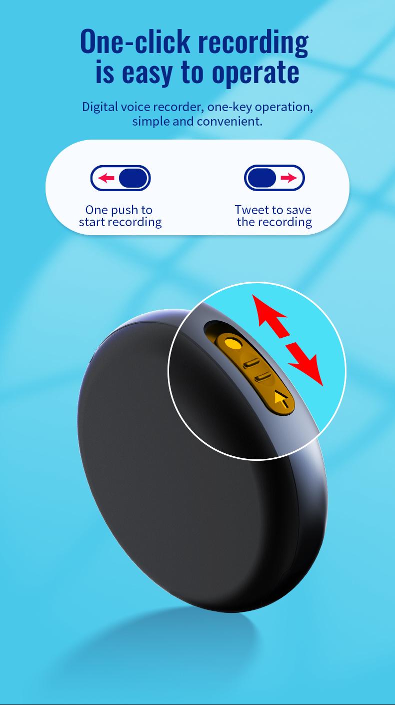 Magnetic Digital Voice Recorder + Voice Activated Recorder, Compact Audio Recorder, Audio Recording Device, Grabadora de Audio Digital Usb Wireless Portable Mini Headsets