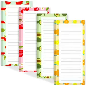 4 Pack Magnetic Notepads for Refrigerator, Fruit Design Magnetic Grocery List Magnet Pad for Fridge, Full Magnet Back Shopping Lists, 50 Sheets Per Note Pad