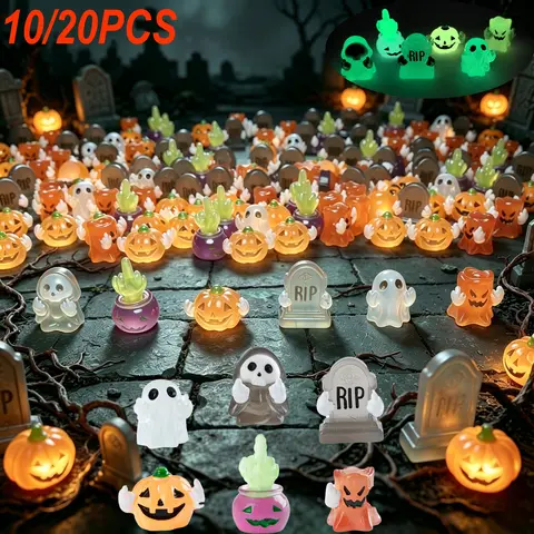 Mini Pumpkin Ghost Resin Decorations, Cute Spooky Desk Ornaments, Mini Garden Decor, Halloween Gifts, Party Favors, Halloween Figurines Home Decor, Decorative Piece