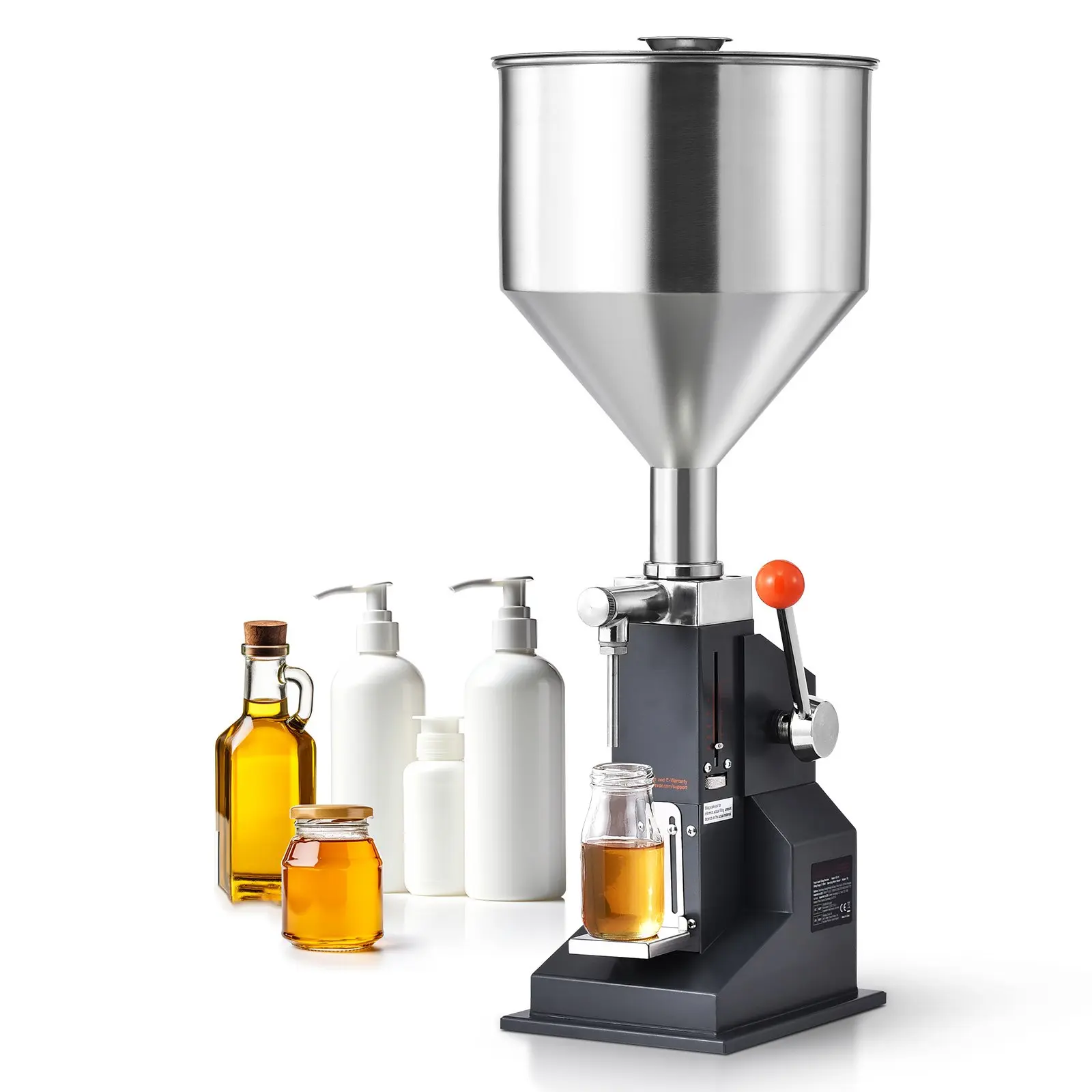 VEVOR Manual Liquid Paste Filling Machine with Scale, Handles, Large Hopper - 5-50ml Adjustable Fill, Stainless Steel, Impressive Accuracy for Home Workshop Cosmetic Makers, Milk, Water, Essential Oil