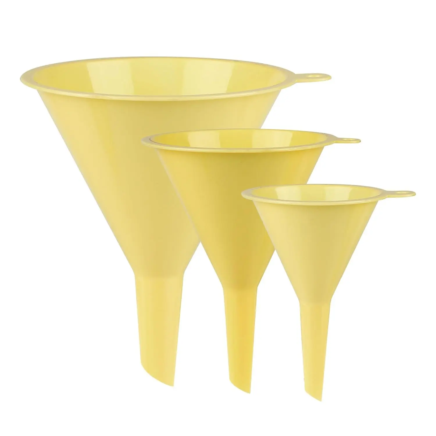 Plastic Kitchen Funnel Set of 3, Funnels for Filling Bottles, Milk Yellow | Round, Durable Funnels for Kitchen Use, Multifunctional Funnels for Filling, Canning, Cooking, Lab or  Oil
