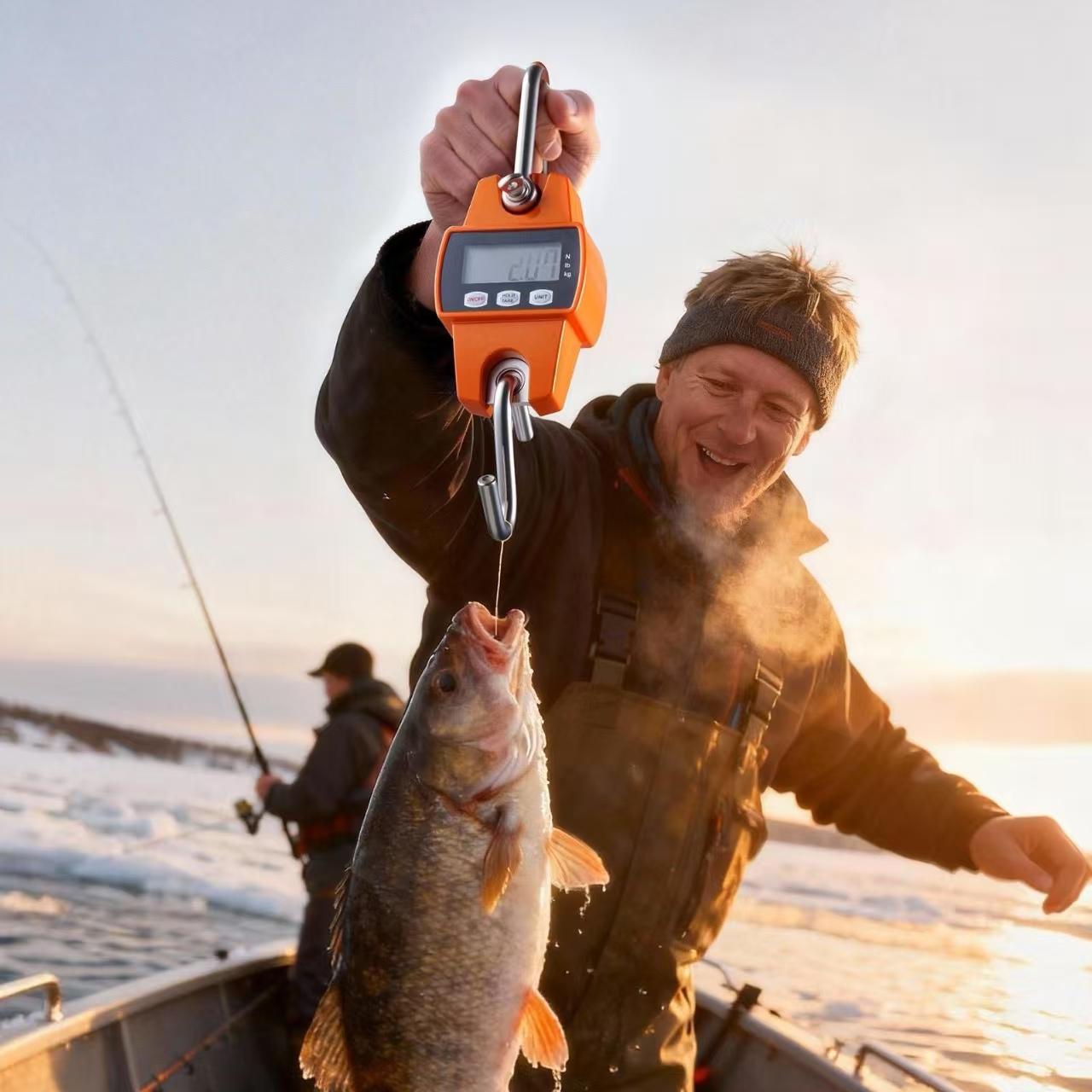 Digital Crane Scale, 660 lbs/300 kg Max Capacity, Handheld Hanging Scale with Cast Aluminum Case & LCD Display, 0.1 lbs Division & 3 Unit Switch, Portable Design for Farm Hunting Fishing, Orange Digital Crane Scale, 660 lbs/300 kg Max Capacity, Handheld Hanging Scale with Cast Aluminum Case & LCD Display, 0.1 lbs Division & 3 Unit Switch, Portable Design for Farm Hunting Fishing, Orange