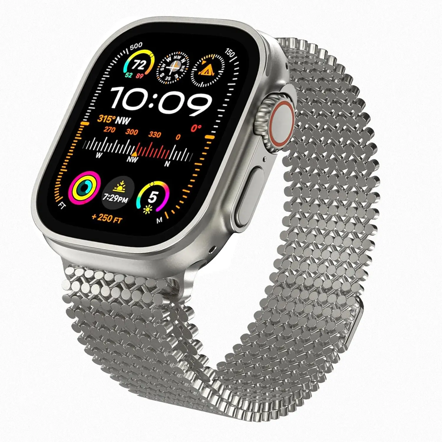 Fish Scale Woven Watch Band in Breathable Stainless Steel Mesh, Business Casual Replacement Strap with Adjustable Magnetic Clasp