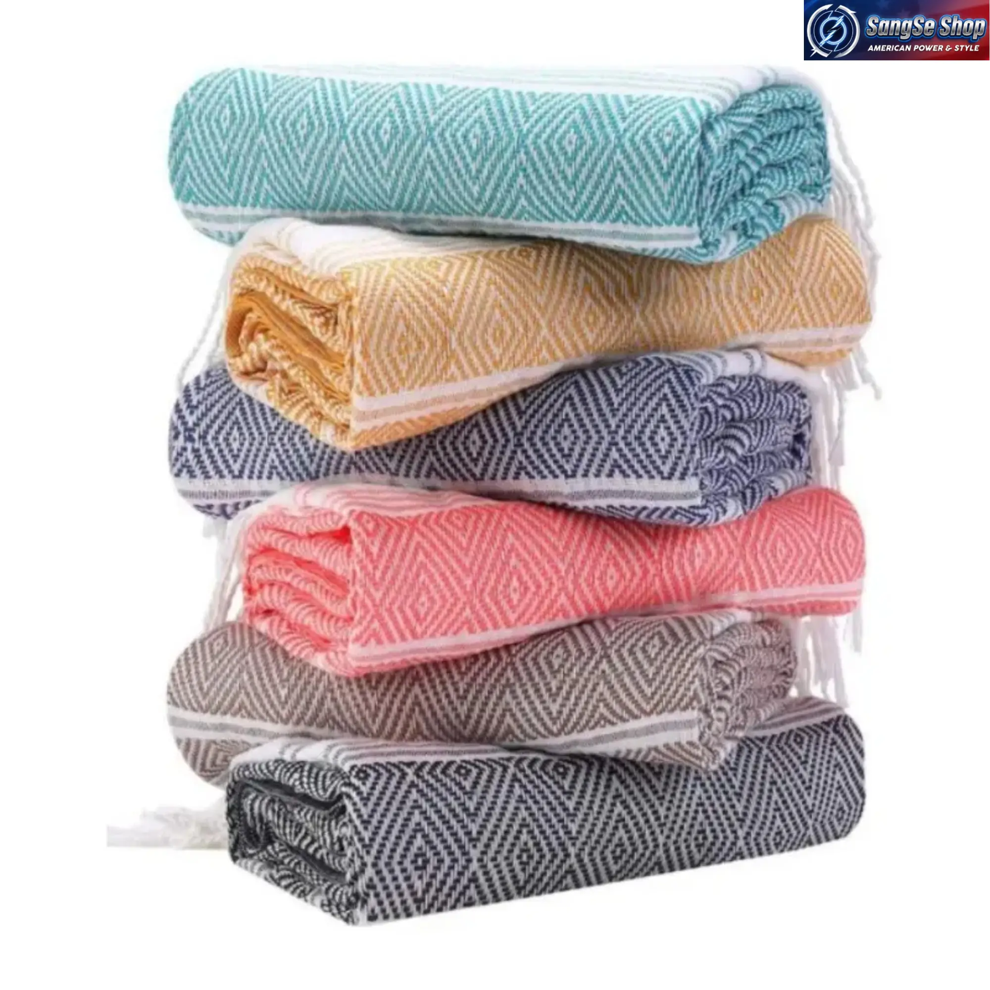 Striped Fringed Tassel Turkish Beach Towel - Quick-Dry, Lightweight, Sand-Resistant, Breathable, Pre-Washed Quick Dry Towels for Beach, Travel, Quick Dry Towels For Travel, Poolside