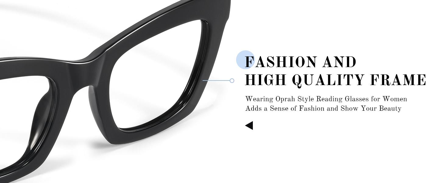 Oprah Reading Glasses for Women-Blue Light Blocking Fashion Readers with Spring Hinge Square Eyeglasses