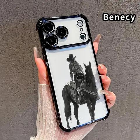 Cowgirl Print Shockproof Cellphone Case - 4-Corner Electroplated Protection Cover, Slim Profile, Non-Slip Casing for iPhone 18 Pro Max,17,16 Plus,15 Plus,14,13,12,11,SE