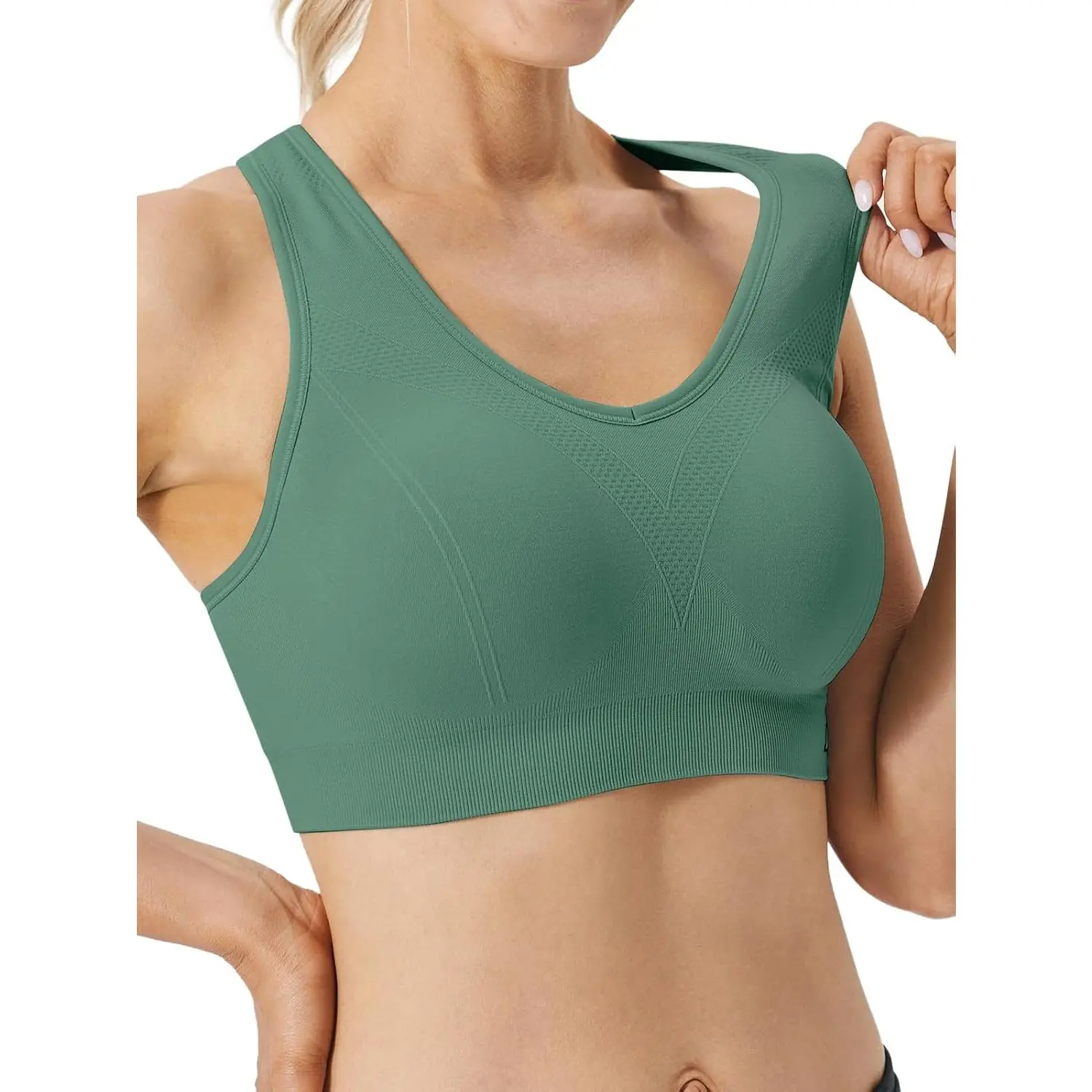 Adjustable Sports Bras for Women: Padded Racerback Seamless Workout Yoga Bras