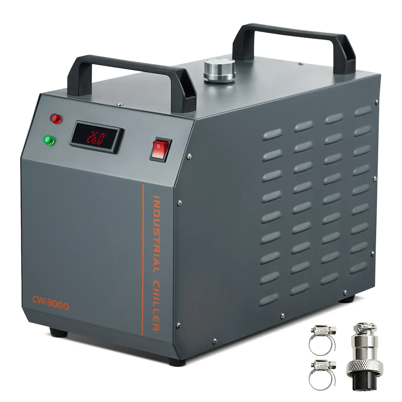 Industrial Water Chiller, CW-3000, 80W Air-Cooled Industrial Water Cooler Cooling System with 12 L Water Tank Capacity 12 L/min Maximum Flow Rate, for Laser Engraving Machine Cooling Machine