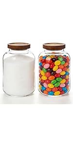 4-Pack Glass Storage Square Jars with Bamboo Lids Single 24 fl oz/720ml,Glass Canister Set, Airtight Containers for Kitchen Dry Goods, Coffee, Tea, Sugar,Flour ,Candy, Cookie, Spice