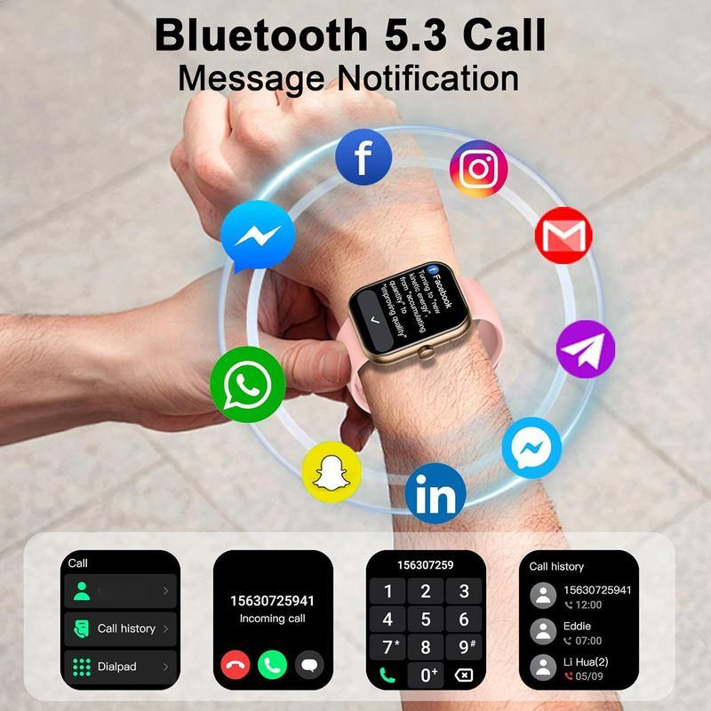 Ntaanoo 2026 Smart Watch 1.69'' HD Touch Screen 110+ Sports Modes IP68 Waterproof Bluetooth Call Heart Rate Sleep Monitor for Men Women Compatible with iPhone Android Magnetic Ntaanoo 2026 Smart Watch 1.69'' HD Touch Screen 110+ Sports Modes IP68 Waterproof Bluetooth Call Heart Rate Sleep Monitor for Men Women Compatible with iPhone Android Magnetic