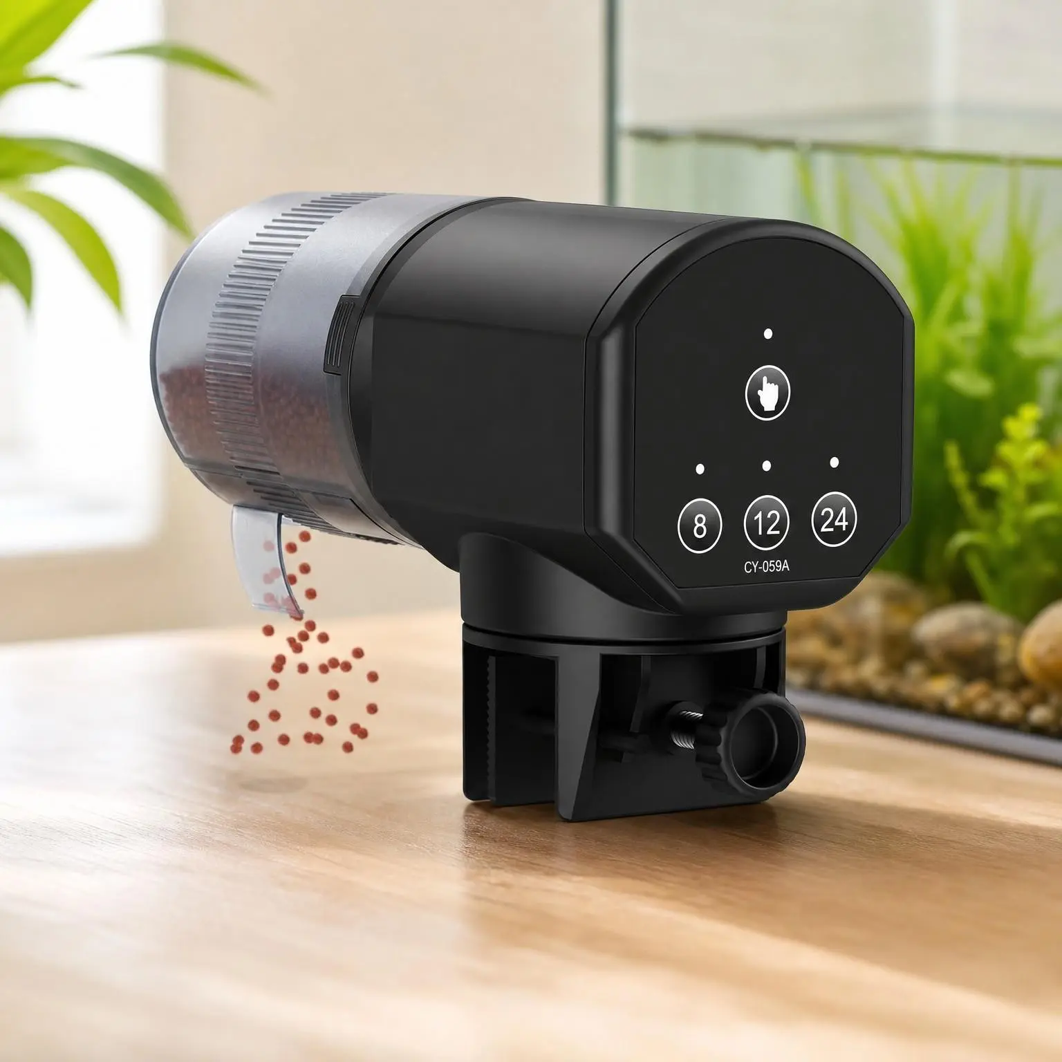 Automatic Fish Feeder Dispenser for Aquarium: 200ml Large Capacity Auto Feeder for Small Tank Turtle Betta Koi - Battery Powered Food Feeding Timer for Flakes Pellet Vacation Weekend
