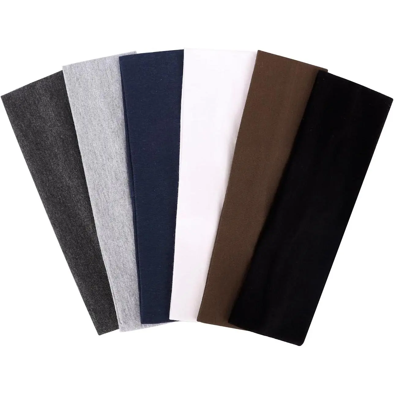 6 count Stretchy Hairwarp Running Exercise Yoga Hair Headbands | Black/White/Dark Grey/Light Grey/Brown/Dark Blue, Elastic    Band