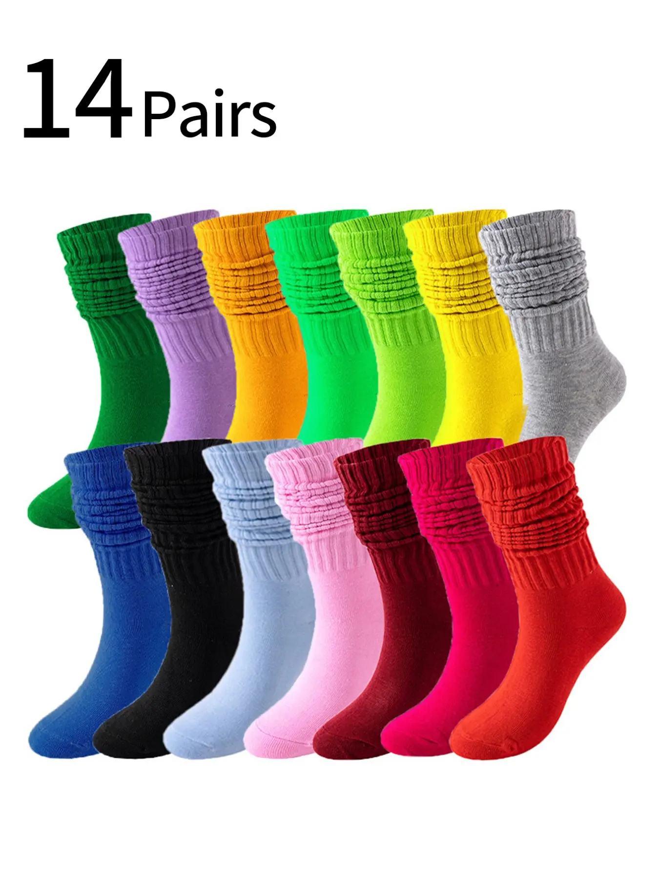6 Pairs Fashionable Ankle Socks, Candy Color Tall Bubble Socks, Plain Jk Stack Socks, Comfortable Breathable, Unisex Couples Socks