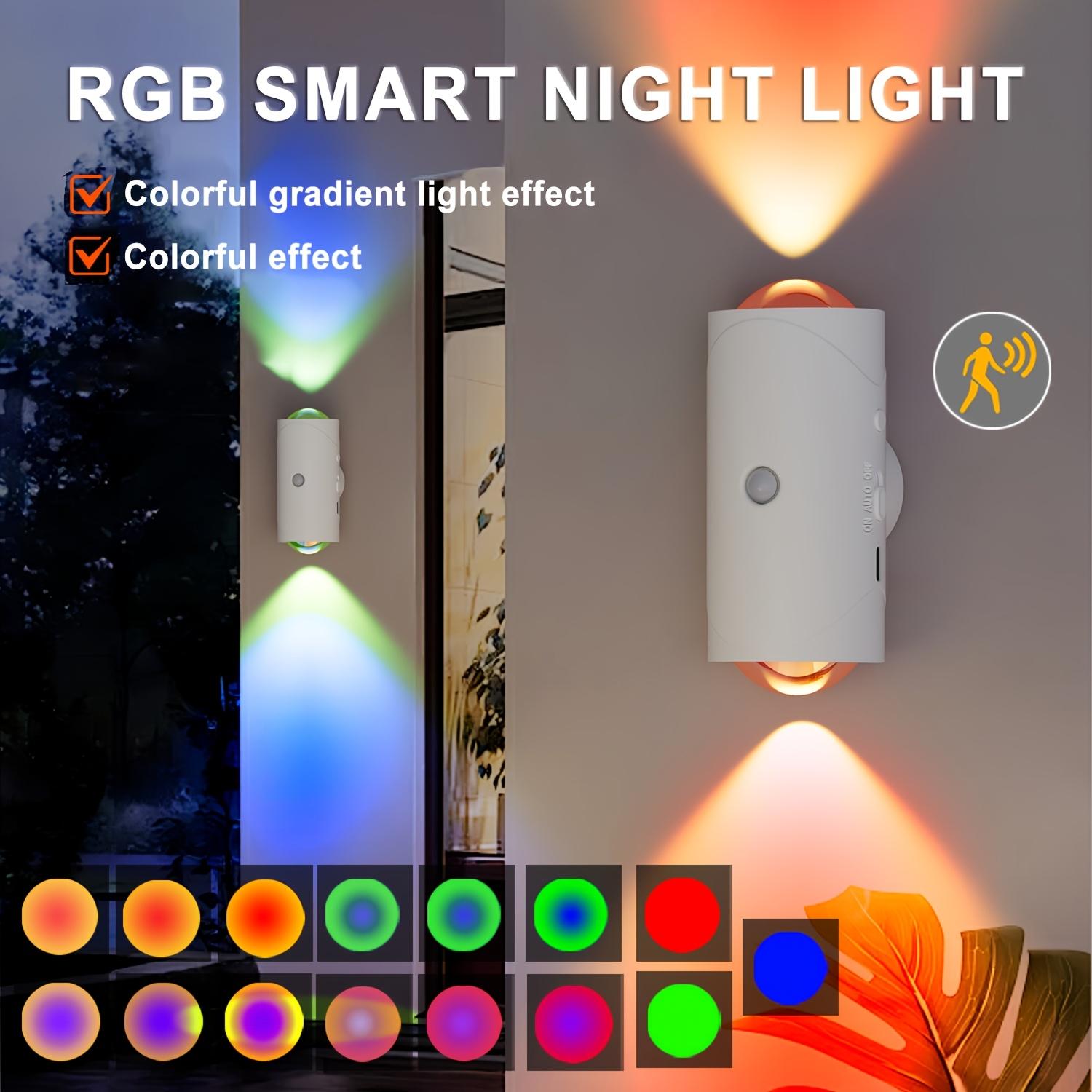 Auto RGB Motion Sensor Night Lights USB Rechargeable Wireless Color Changing for Bedroom Hallway Closet TikTok Viral Party Lights Gifts for Men Women Housewarming Holidays Wall Mounted Lighting