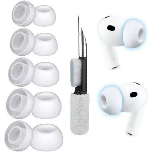 5 Pairs Eartips for AirPods Pro 3 (3rd Generation), Upgraded Pro3 Replacement Silicone Earbud Tips with Cleaning Kit Assorted XXS XS S M L White
