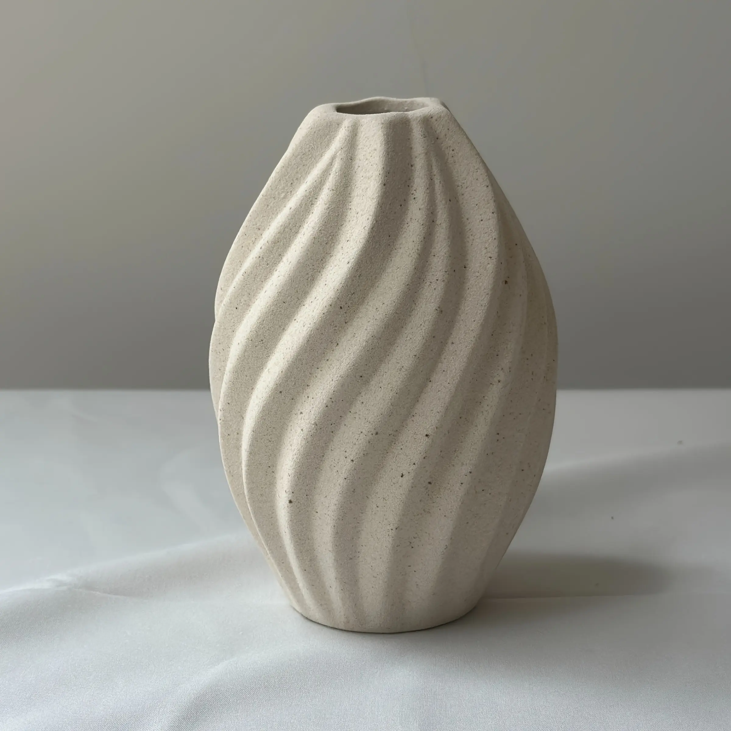 Nordic Spiral Frosted Ceramic Small Vase, Wabi-Kusa Style Desktop Dried Flower Decor, Mini Ornamental Floral Container