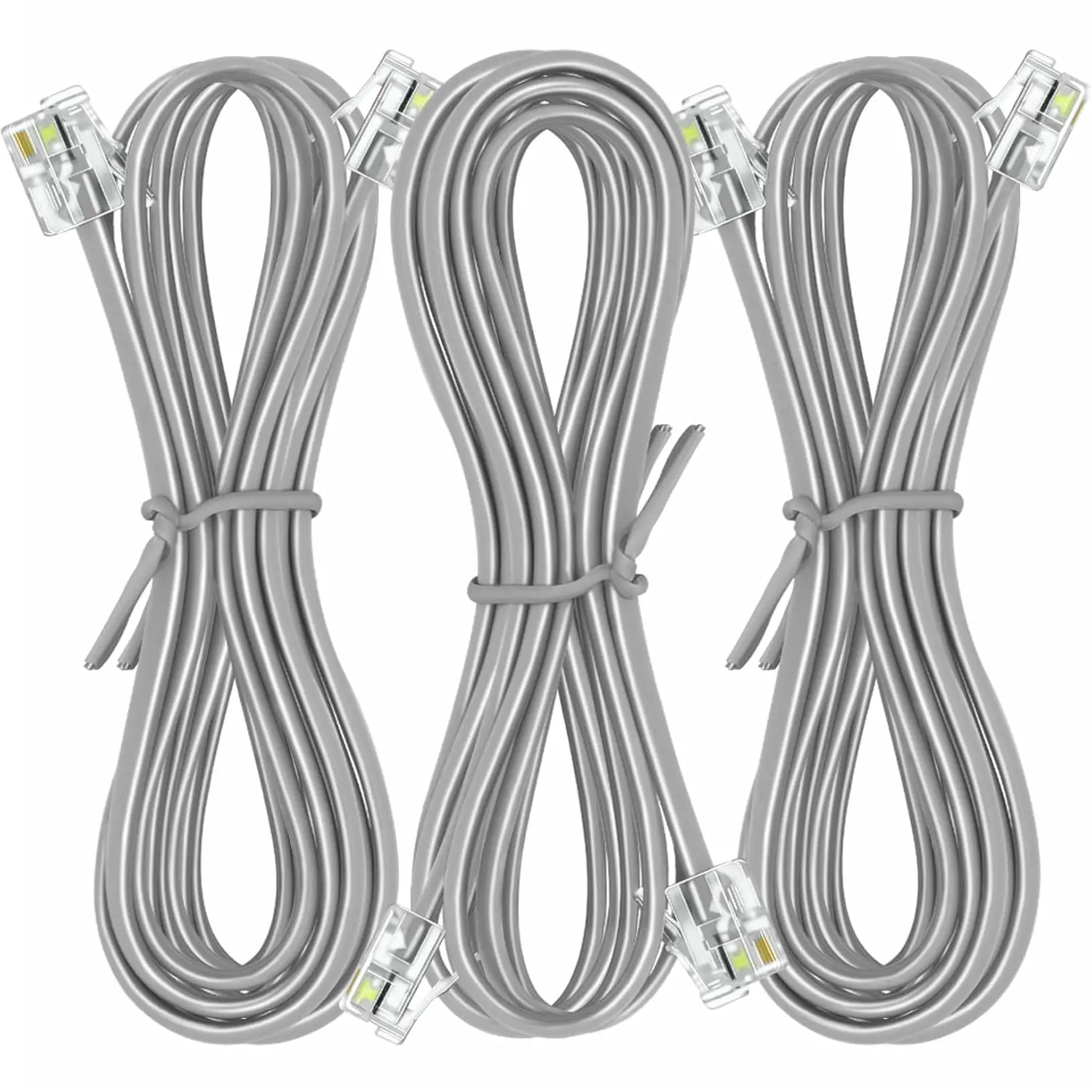 3Pack Phone Cord 10ft Telephone Cord Phone  RJ11 6P4C Male to Male for Landline and Fax - 10
