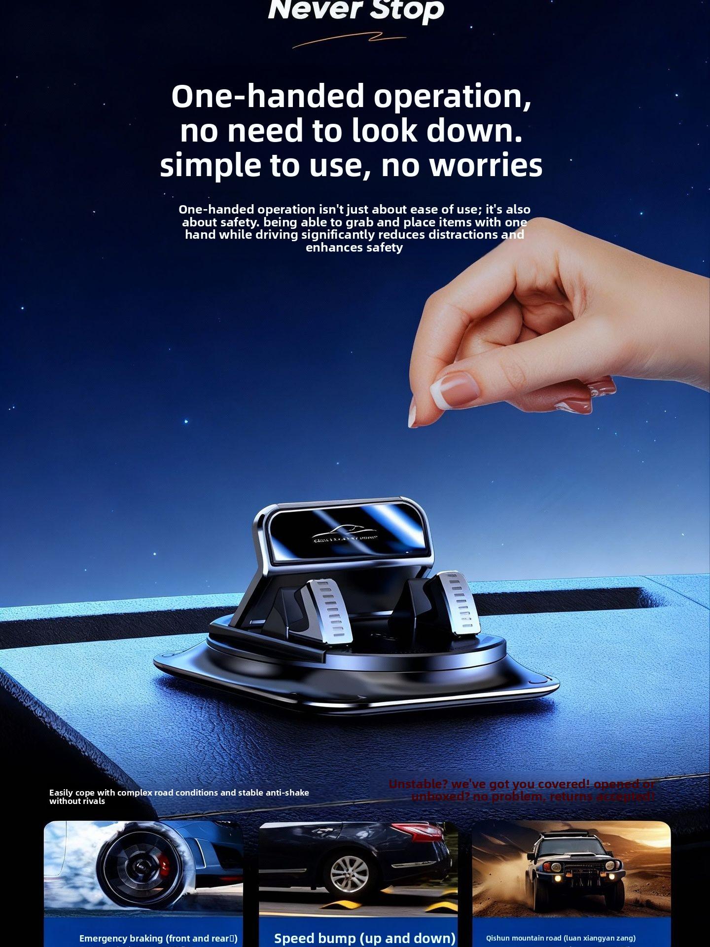 Car phone holder 360 degree rotation, suitablefor car navigation in-car dashboard, horizontaland vertica screen adjustment angle,suctioncup fixed non-slip mobile phone holdersuitable for iPhone and Android