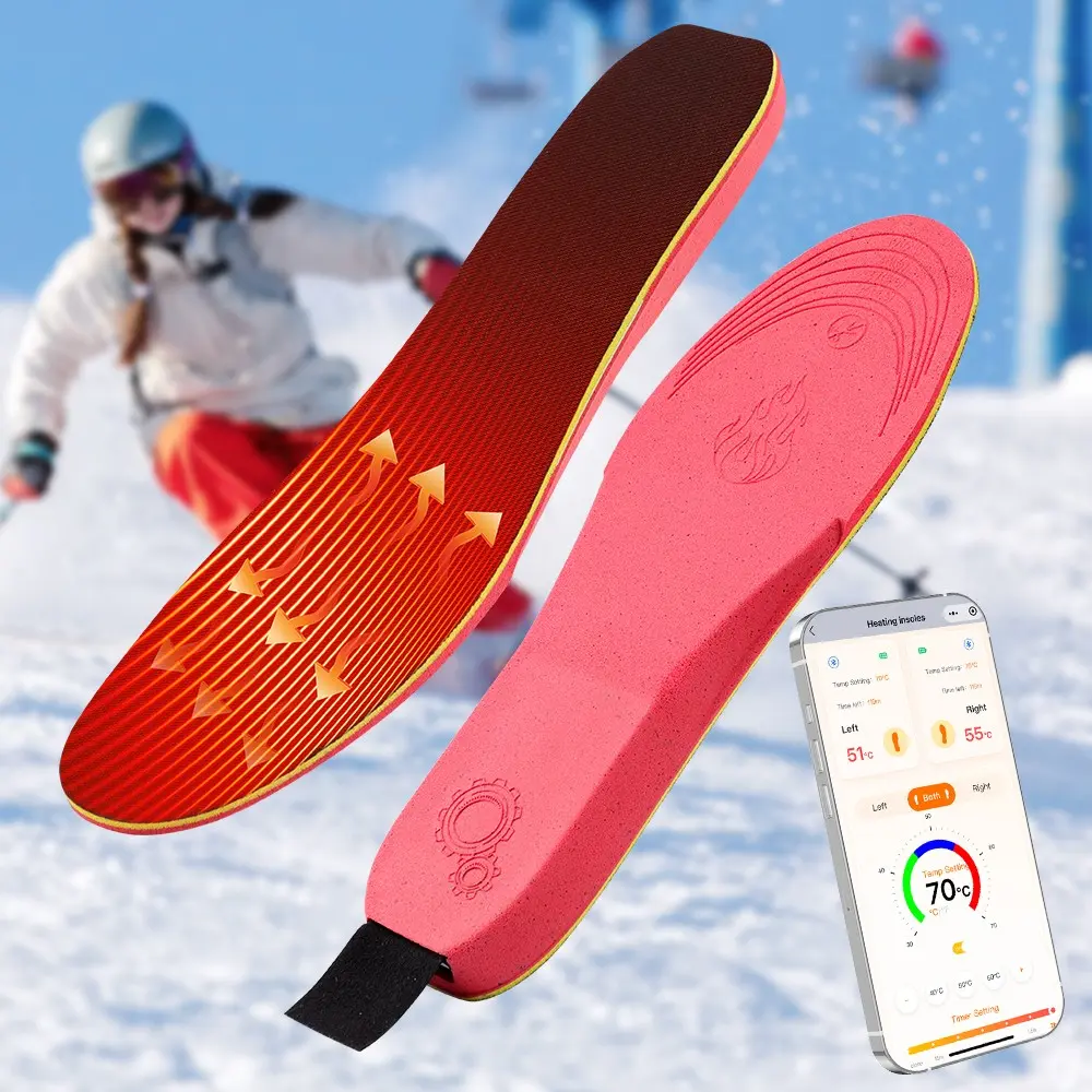 Smart Heated Insoles with APP – 3000mAh Rechargeable, 3 Heat Levels 40-60℃, Shockproof Design, Gift for Men Women