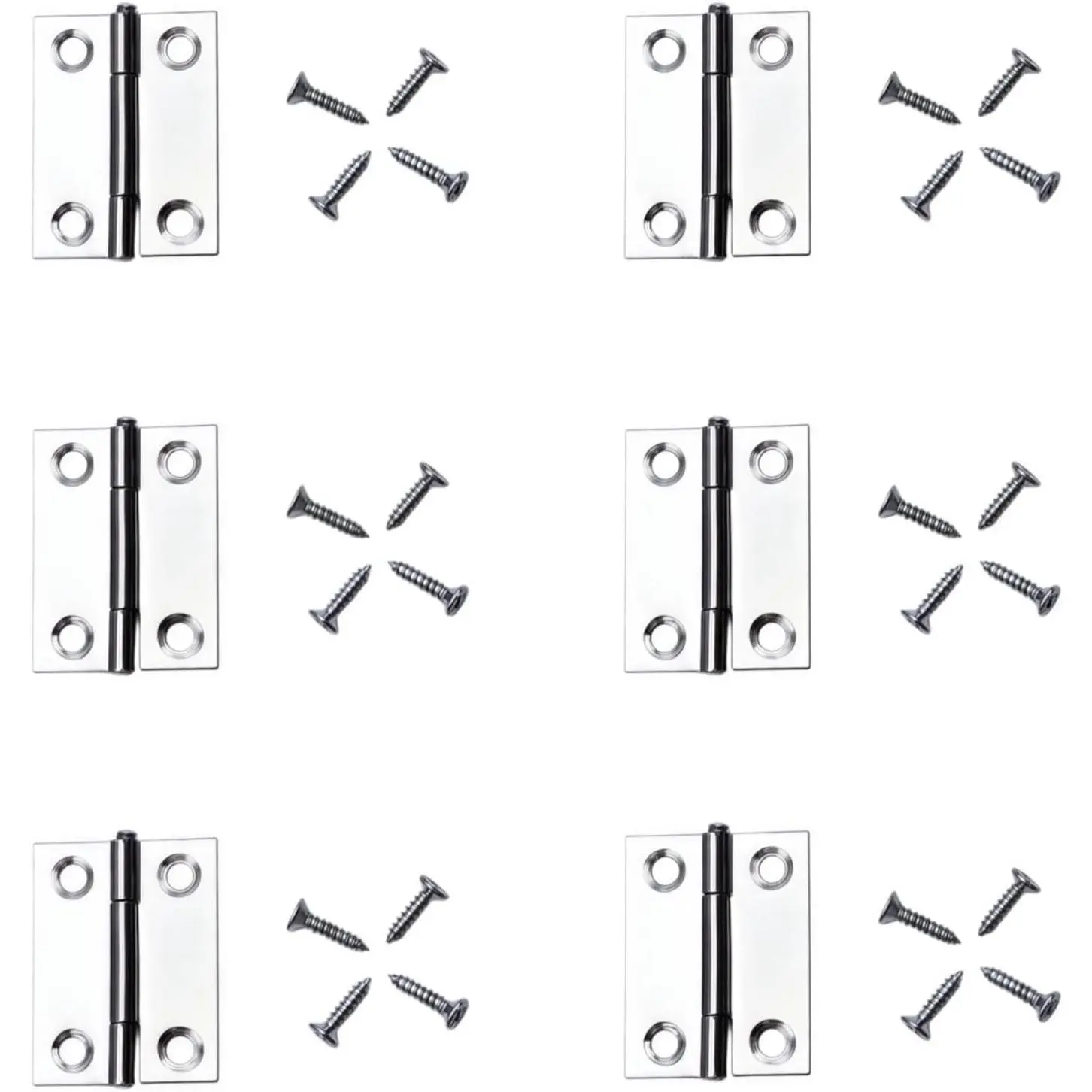 6Pcs 1.5" Stainless Steel Small Hinges for Cabinet, Jewelry Box, Door
