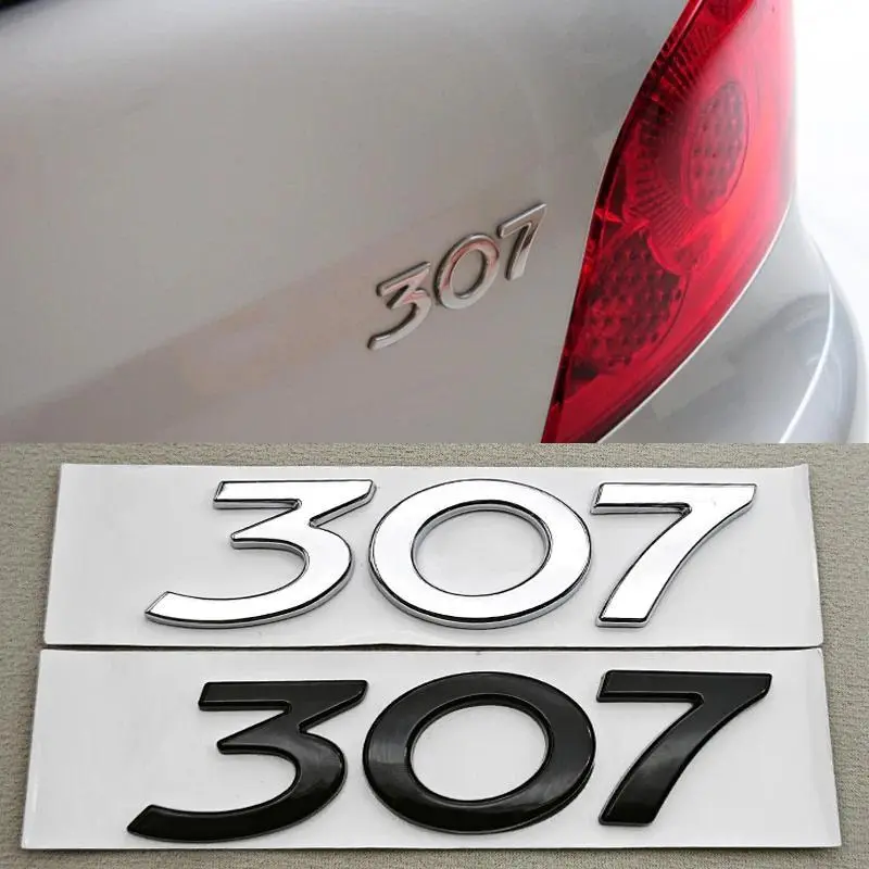For Peugeot 308 307 301 Car Sticker Emblem Badge Logo Rear Trunk Hood Auto Decal Black Chrome Lettering Exterior Accessories