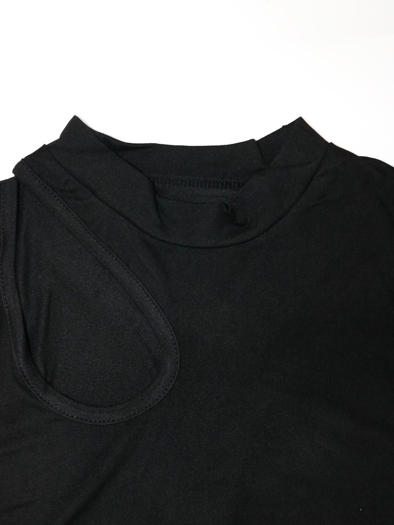 Women's Solid Color Cut Out Mock Neck Tank Top, Casual Sleeveless Top for Summer, Ladies Clothes for Daily Wear