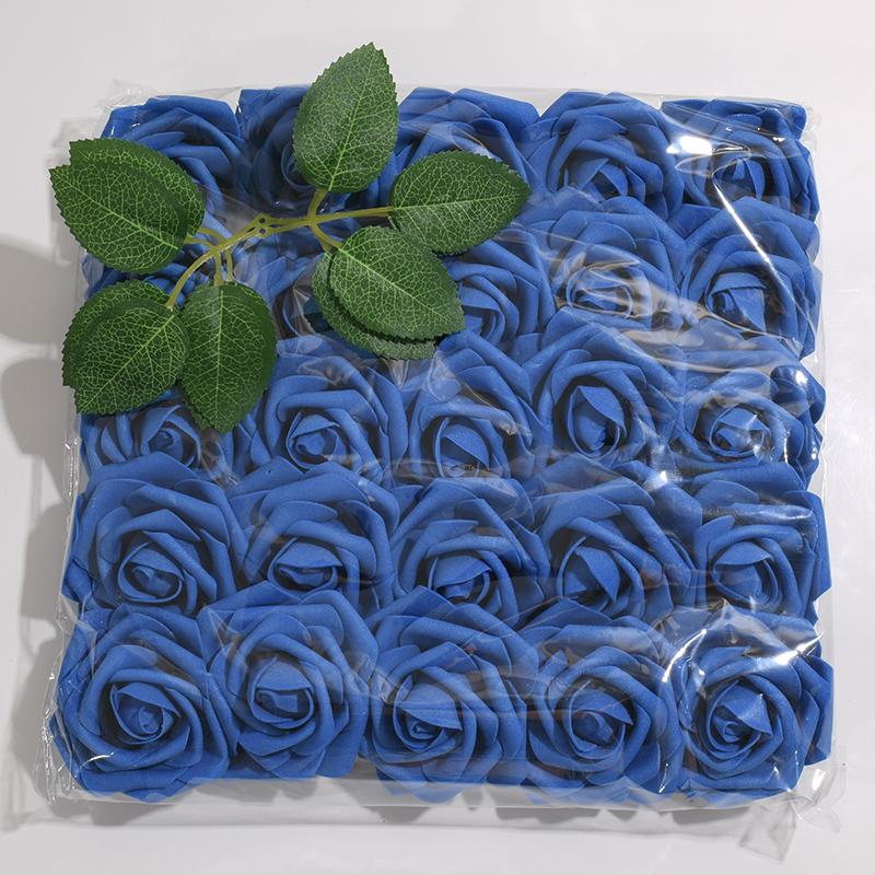 25pcs/Lot High-Grade White PE Rose Artificial Flower Head With Stem DIY Bouquet Wedding Party Decoration Scrapbook Supplies