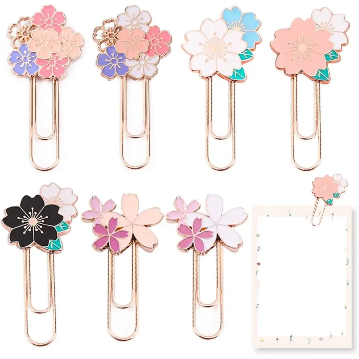 7 PCS Cherry Paper Clips Metal Paperclip Large Size Paper Clip Cute Bookmark Colorful Office Supplies Present for Teacher & Students, Bookmark Clamp Desk Accessories Stationery for School