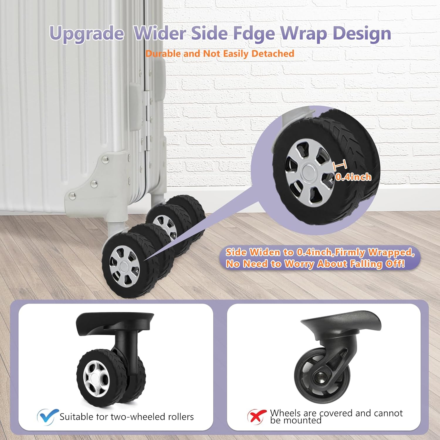 Luggage Wheel Covers,Silicone Suitcase Wheel Cover for 2-2.4'' Spinner Wheel,Reusable Carry On Luggage Wheel Protector,Upgrade Suitcase Wheel Protective,Essential Travel Accessories