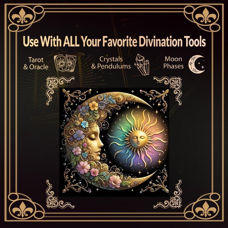 Mandala Sun & Moon Pattern Tarot Tablecloth, Tarot Card Witchcraft Astrology Divination Board Tablecloth, Gift Packaging Supplies for Party Decor, Halloween