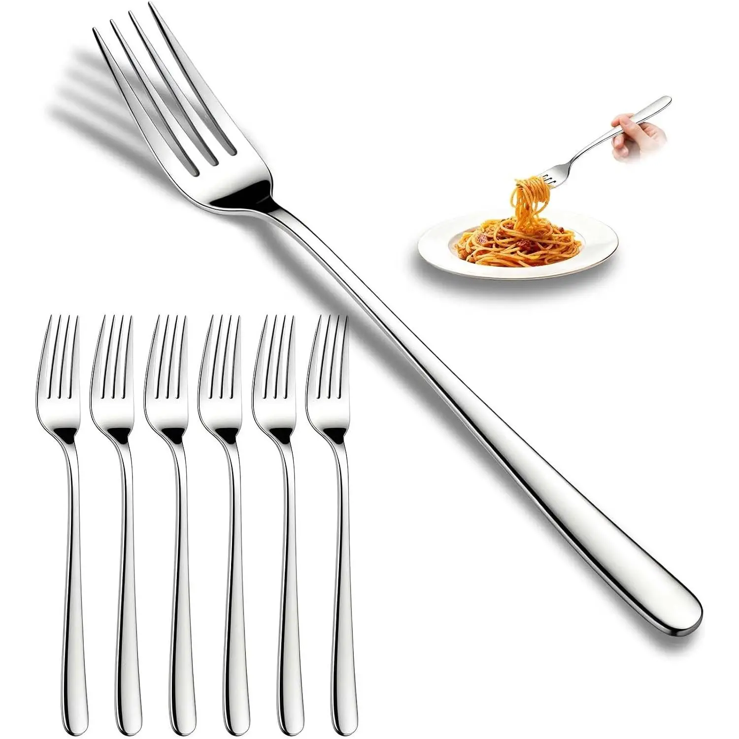 Dinner Forks 6-Piece Set Premium 18/10 Stainless Steel Classic & Modern Design Dishwasher Safe Suitable for Home and Restaurant Use