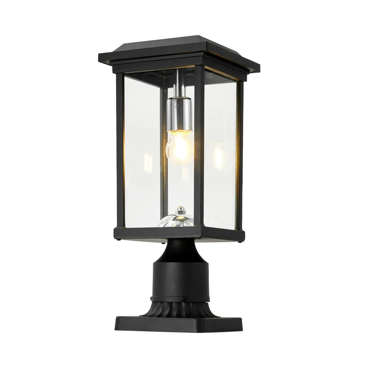 Dusk to Dawn Outdoor Post Lights with Pier Mount Base, Anti-Rust Black Pillar Lights Fixtures, Waterproof Hardwired Aluminum Exterior Pole Lamps for Garden, Patio, Pathway