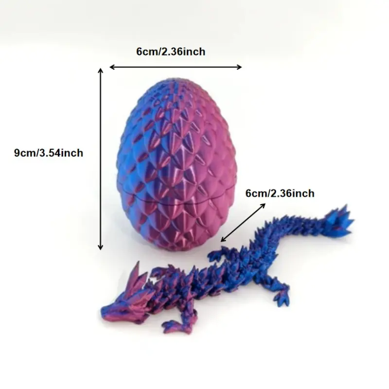 Vibrant 3D Printed Dragon Egg and Baby Dragon Set, Intricate Fantasy Creature Model, Desktop Decor, Collectible Gift for All Ages