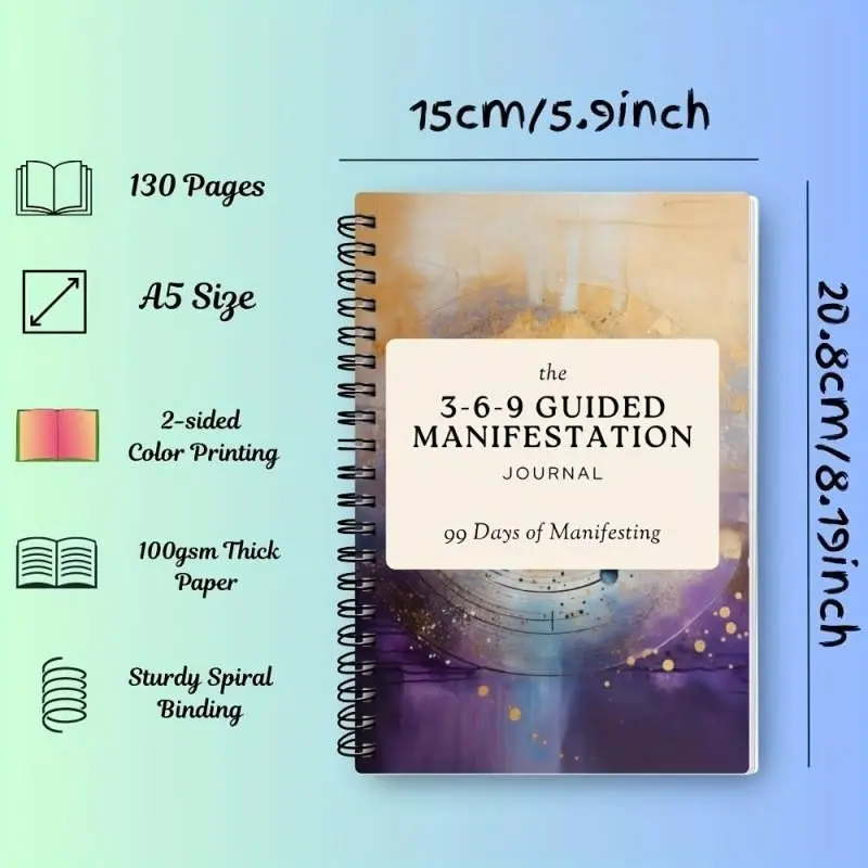 369 Dreams Journal Notebook, 99 Days Spiritual Affirmations, Emotional Health Planner, Goal Achievement Plan Book, Personal Growth Diary