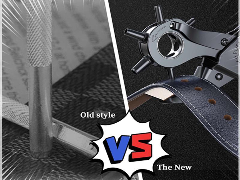 Leather Hole Puncher for Belts Watches Handbags Revolving Punch Plier Kit with 6 Stage Rotation Ergonomic Design 2 4.5mm Punching Diameter Professional Leather Punch Tool