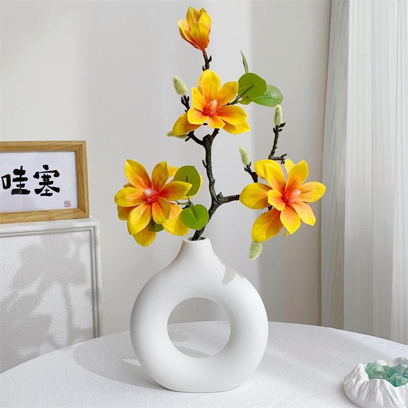 Luxurious Realistic New Chinese Style Magnolia Artificial Flowers, Zen Home & Hotel Decor Floral for Cross-Border