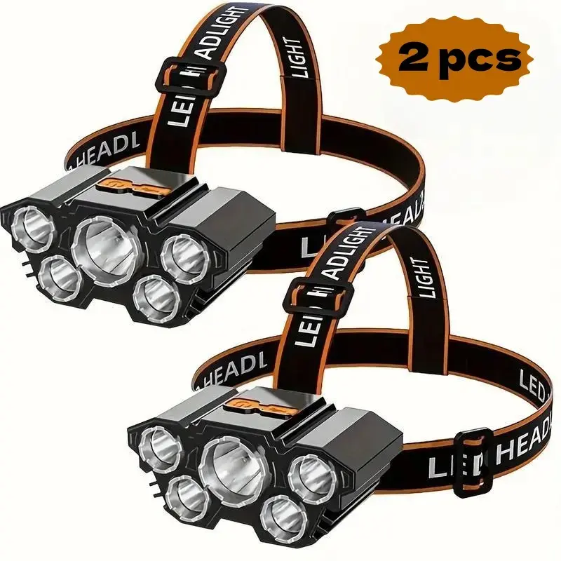 2 Pack Rechargable Headlamp, Led Head Lamp with 3 Modes, Waterproof Head Lights For Forehead, Hard Hat Light, Adjustable Head Flashlight For Adults, Bright Headlamp for Outdoor Camping, Hiking, Running,Outdoor exercise
