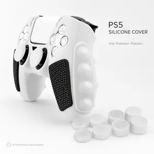 PS5 DualSense Controller Silicone Cover with 8 Thumb Grip Caps, Anti-Slip Protective Case, Shockproof Scratch-Resistant Gaming Accessories
