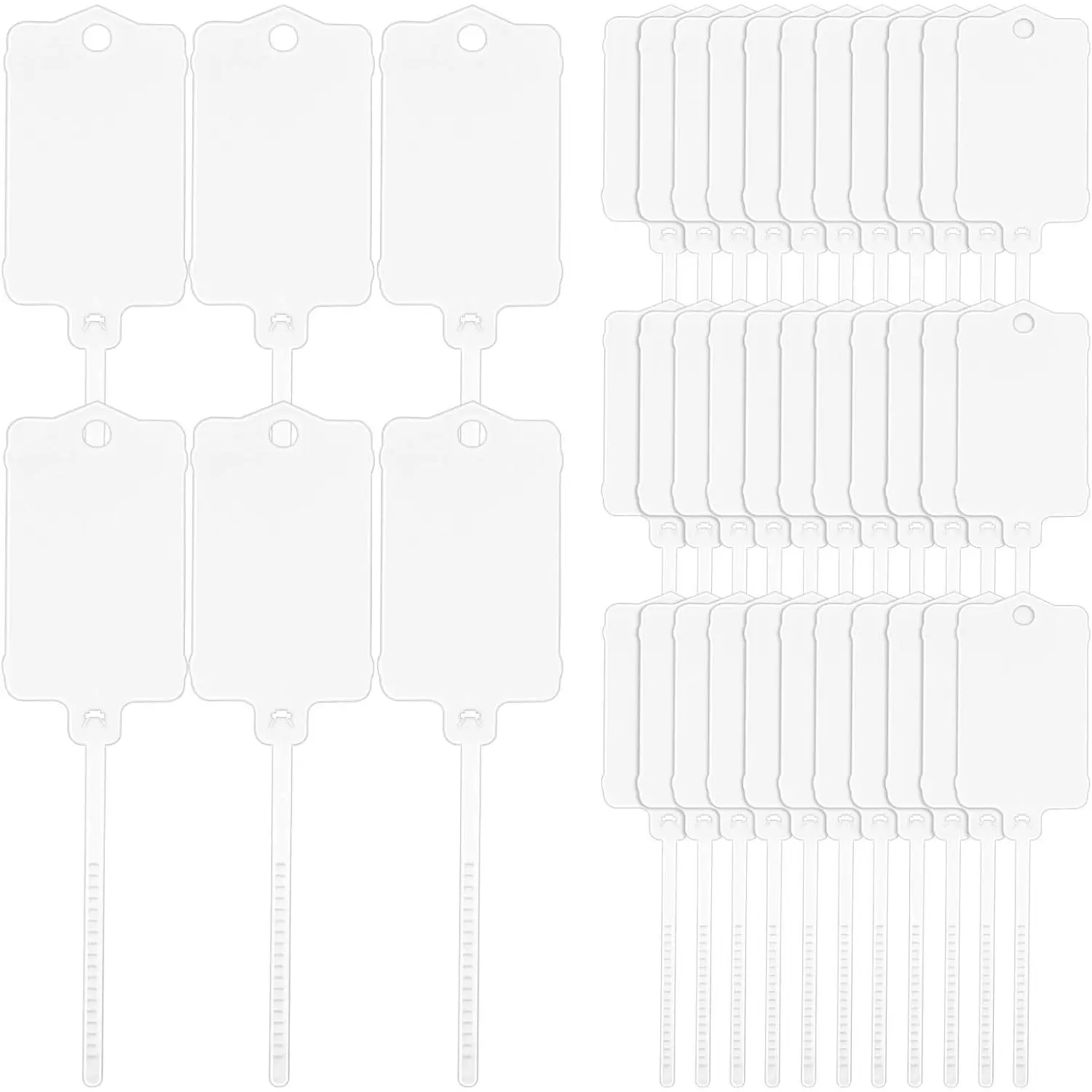 100 PCS Plastic Shipping Tags, 1.46" x 2.48", Waterproof Labels Writable Hanging Tag with Sealing Strap, Shipping Cable Tie Label Tags for Keys Luggage Logistic Inventory Retail (White)