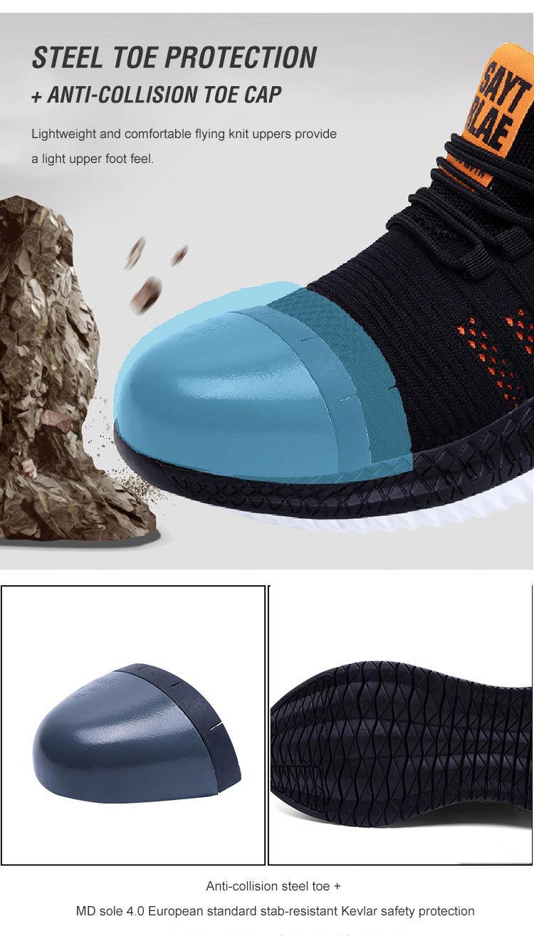 Men's and Women's Work Safety Shoes, Steel Toe Anti Smashing Boots, Breathable Mesh Adult Comfortable Anti Stab Sports Shoes