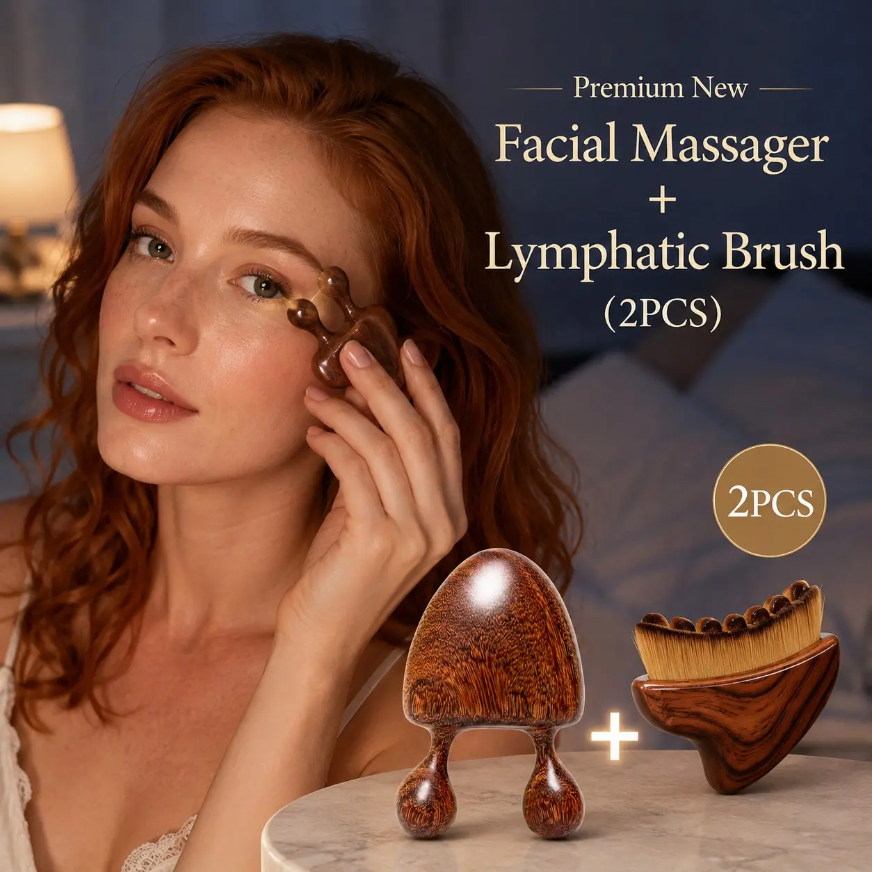 Natural Reclaimed Wood Facial Gua Sha Tool, Face Lifting Acupressure Massage, Reduces Puffiness and Dark Circles, Portable Skincare Tool