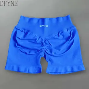 DFYNE Viral Impact Gym Shorts | Seamless Ruched Scrunch Butt Lifting Shorts Flattering V-Back Hourglass BBL Effect Athletic Shorts
