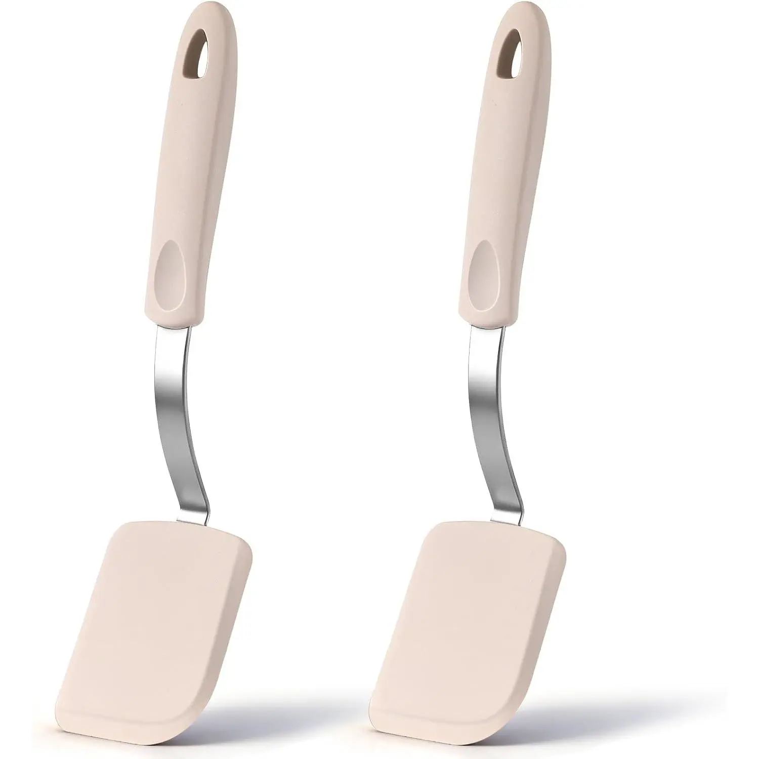 Cookie Spatula Turner 2 Pack Mini Brownie Spatula Flexible Kitchen Small  Turner for Nonstick Cookware Heat Resistant No Scratch Flipper for Egg(Solid Flat,Khaki)