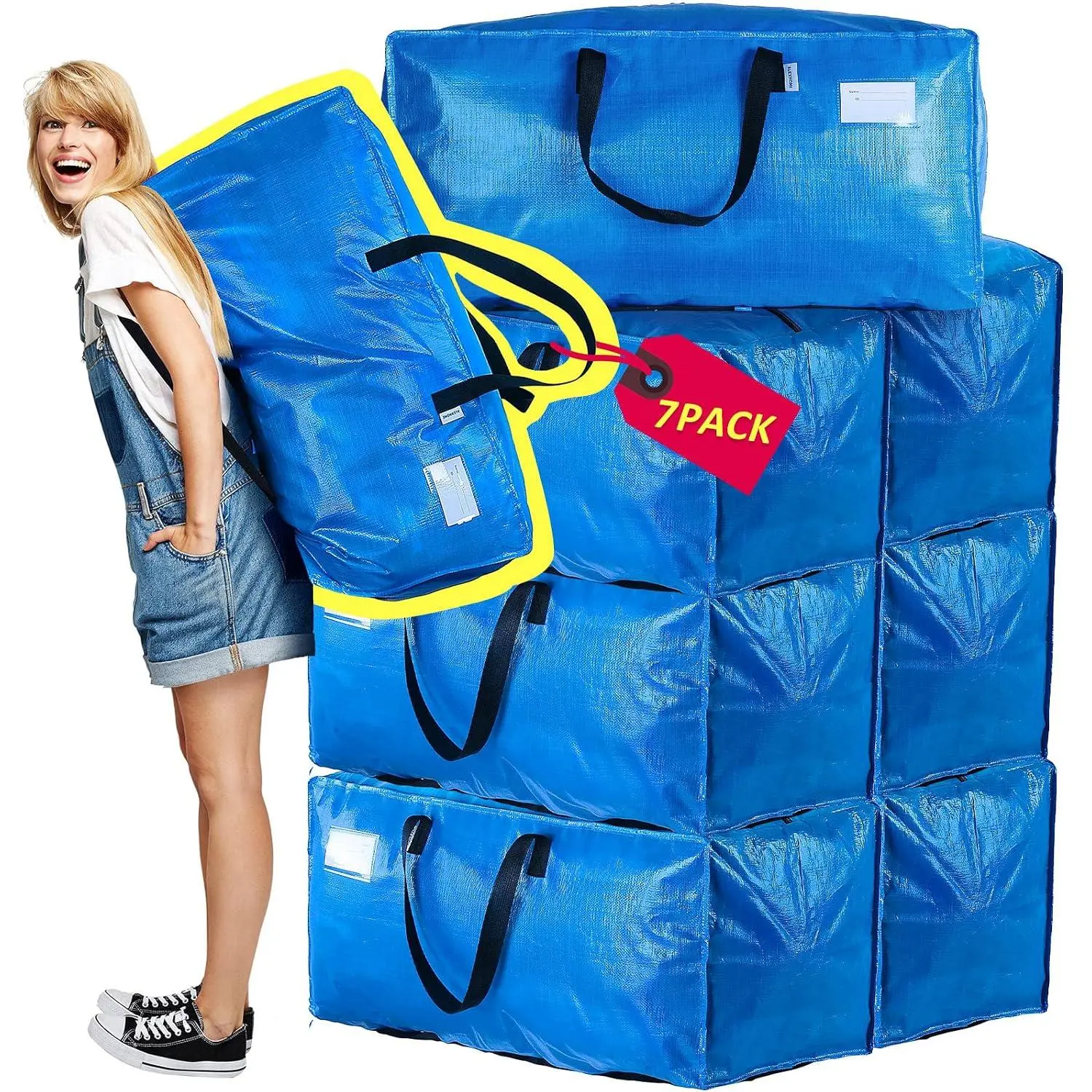 Heavy Duty  Moving Bags,Storage  for Moving, Plastic Moving Boxes,Packing and Moving Supplies,Cloth Containers (Set of 7)
